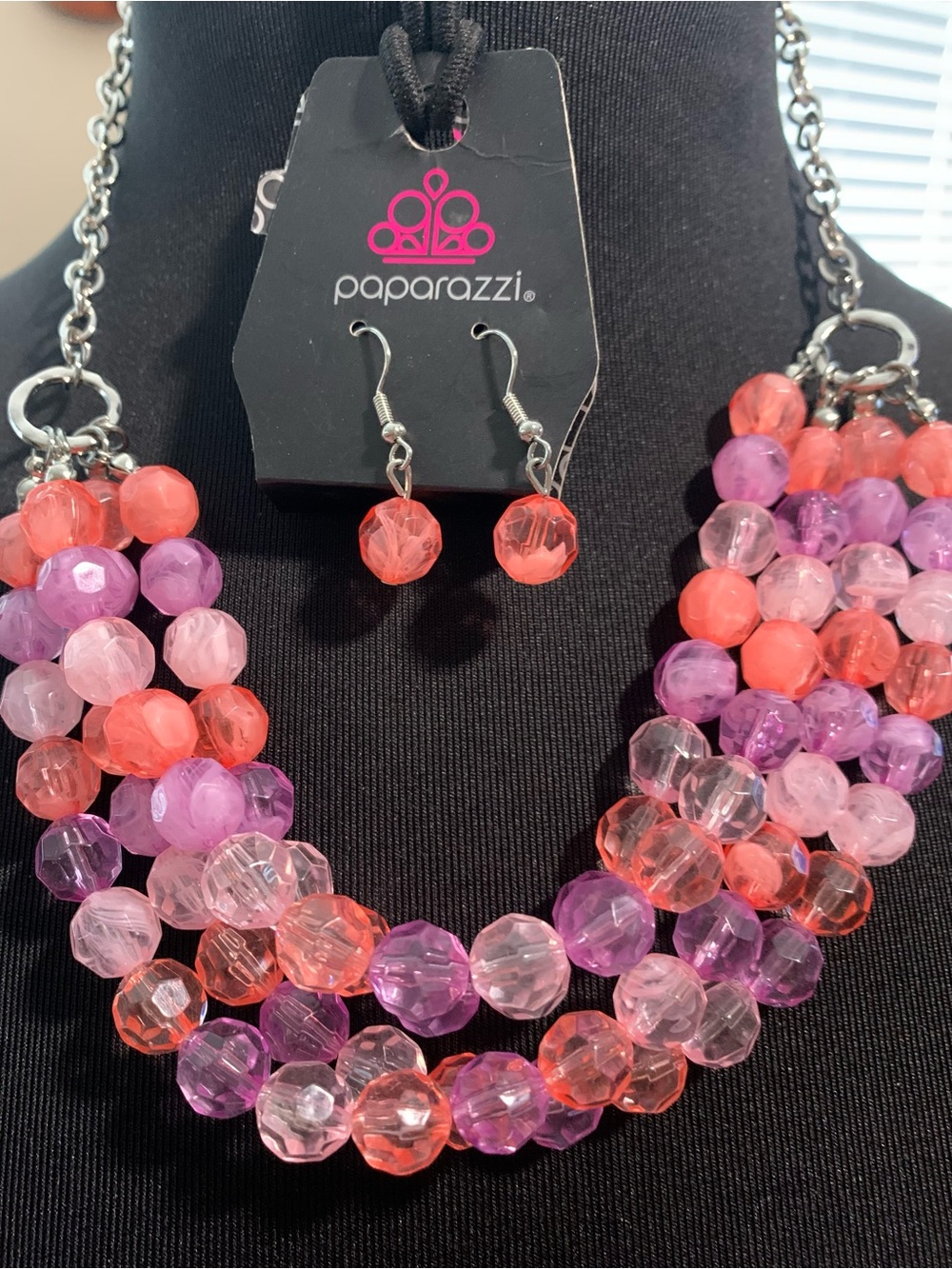 Paparazzi "Summer Ice - Multi" chunky multi-strand beaded statement necklace set